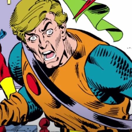 Ned Leeds is wearing the orange and blue suit.